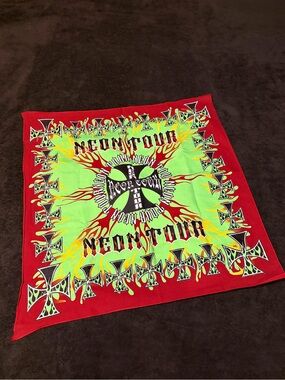 Playboi Carti Neon Tour Flames Crosses Bandana